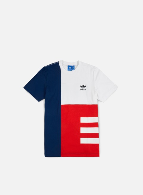 red white and blue adidas shirt